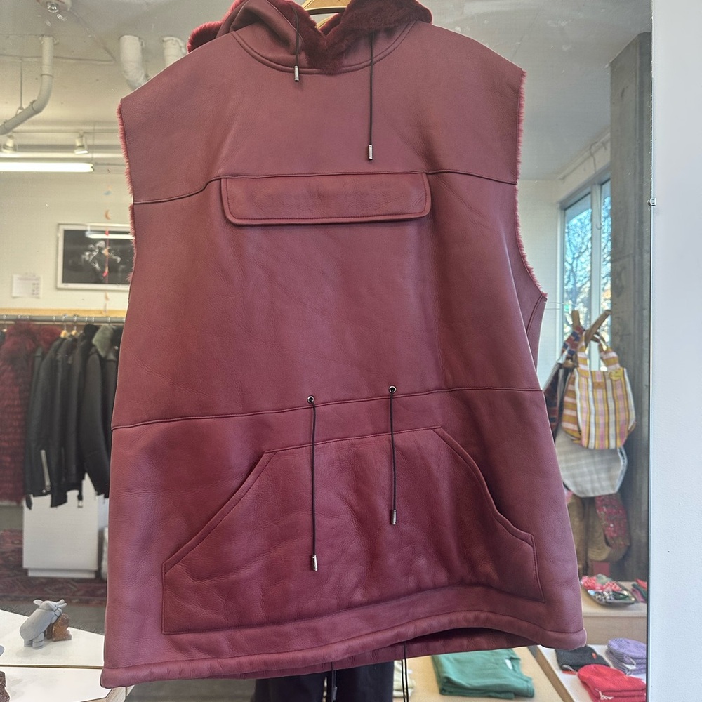 La bete oversized shearling vest with hood